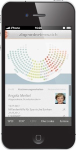 So soll die geplante Abgeordnetenwatch-App aussehen. Foto: Abgeordnetenwatch.de